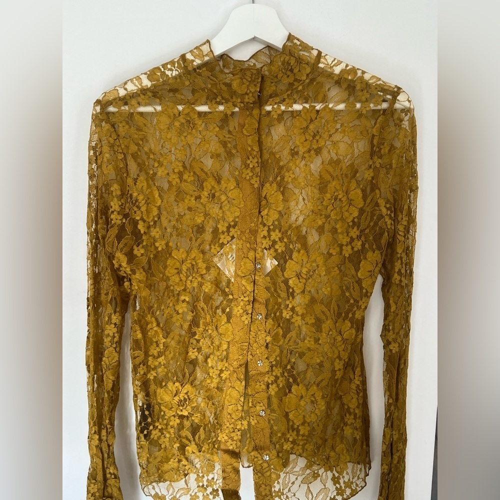 NWT Baum und Pferdgarten Chic Mustard Lace Blouse| size 38 Us 8 - Picture 2 of 3